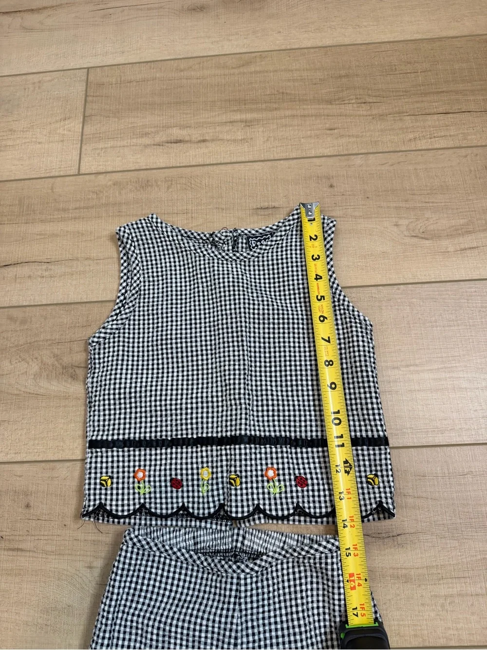 Vintage Pogo Club Gingham Matching Set Embroidered Floral Cottagecore Girls 7/8